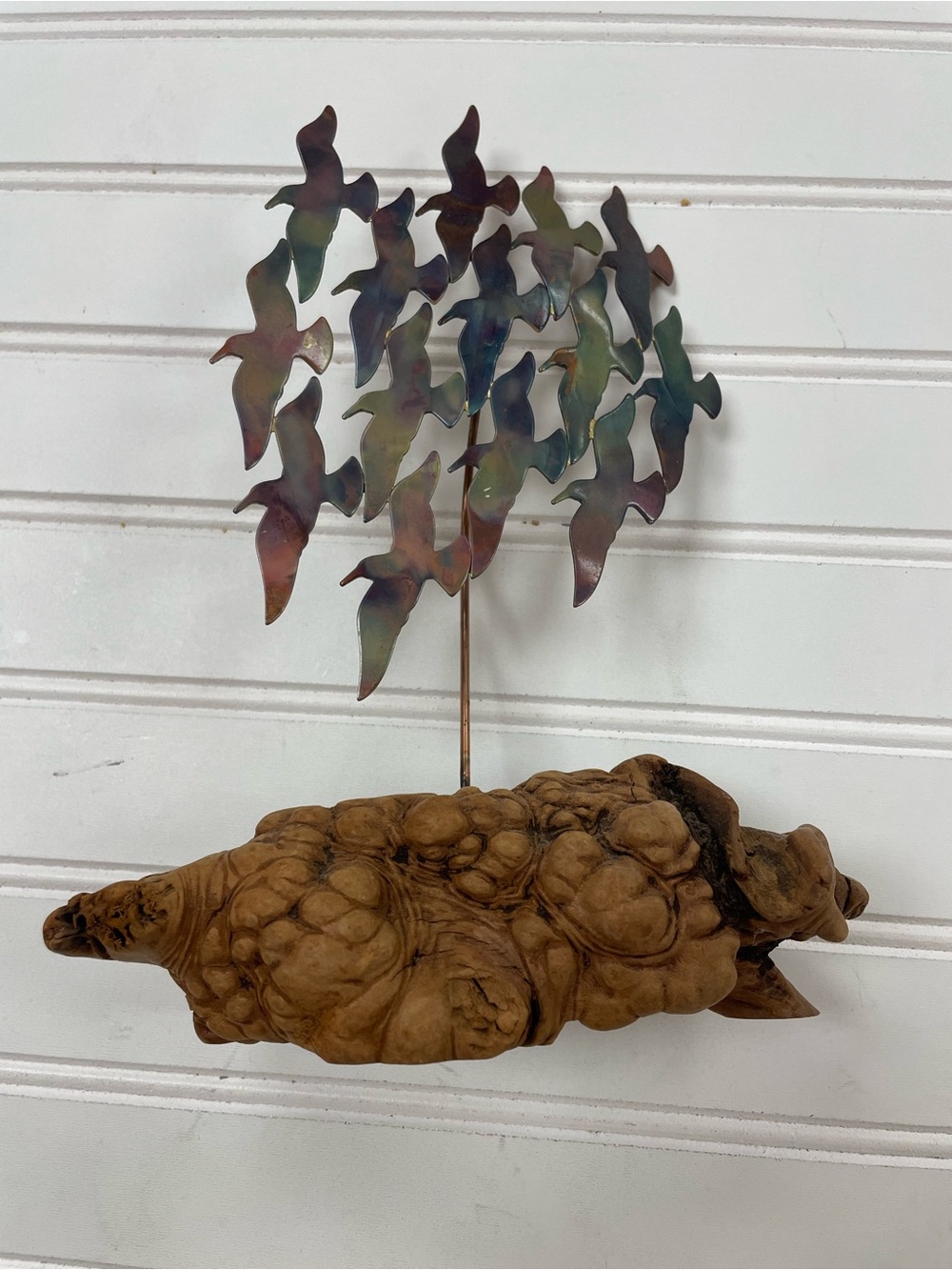 Vintage The Metal Man Jere Bird Sculpture Manzanita Wood Al Speert 80s
